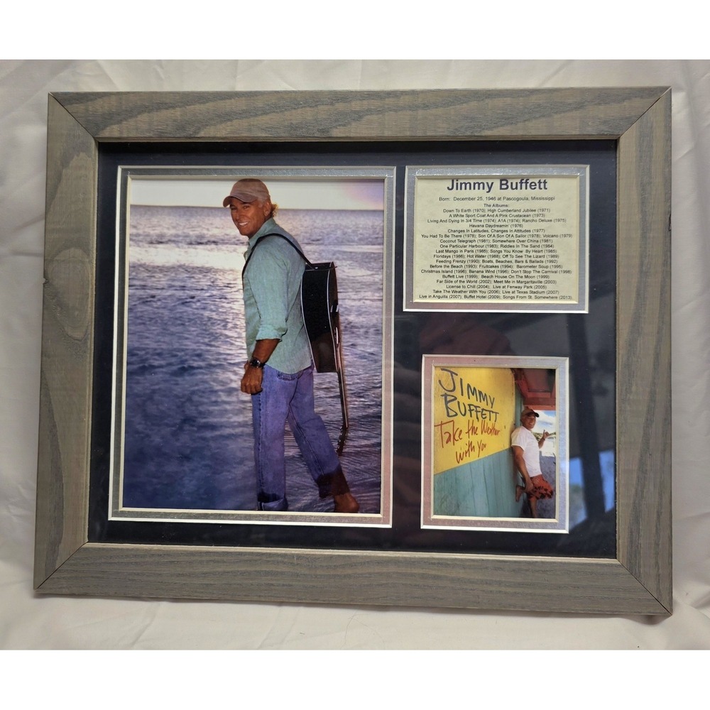 Framed Jimmy Buffett 13"x16" 3 Photo Collage
